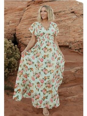 Baltic Born Mint Floral Maxi Dress